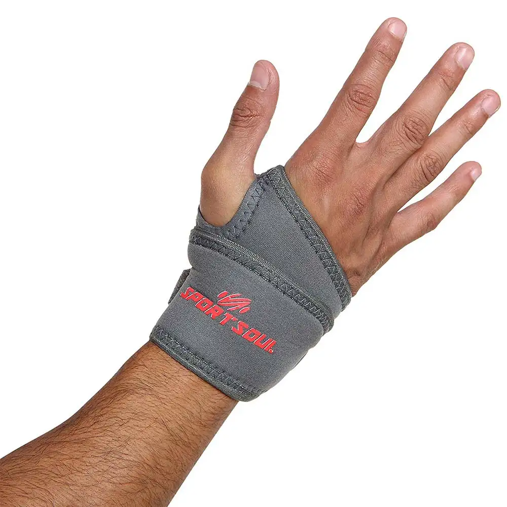 SportSoul Wrist Support with Thumb Wrap,  Grey  Free Size