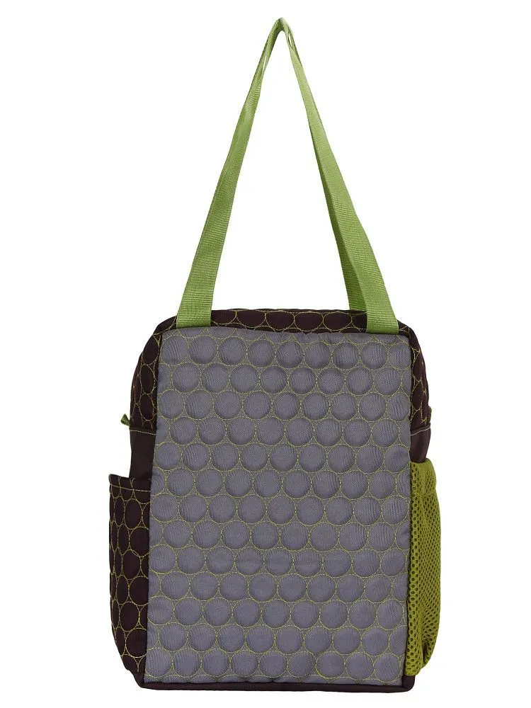 MomLyf Jack Grey Brown And Green Circled Polyester Utility Bag