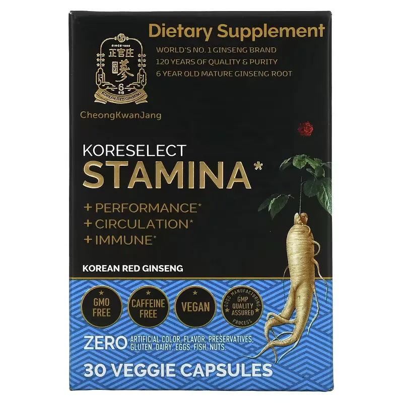 Koreselect, Stamina, 30 Veggie Capsules