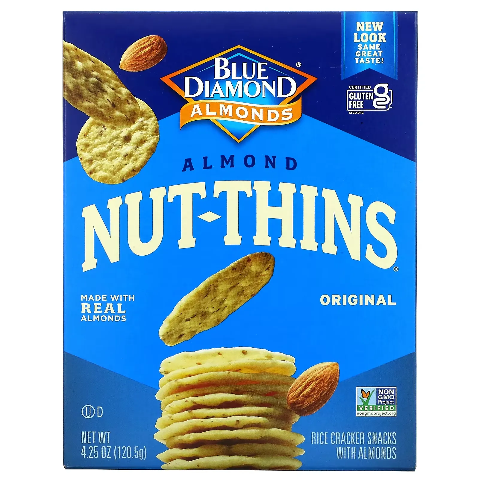 Almond Nut-Thins, Rice Cracker Snacks with Almonds, Original, 4.25 oz (120.5 g)