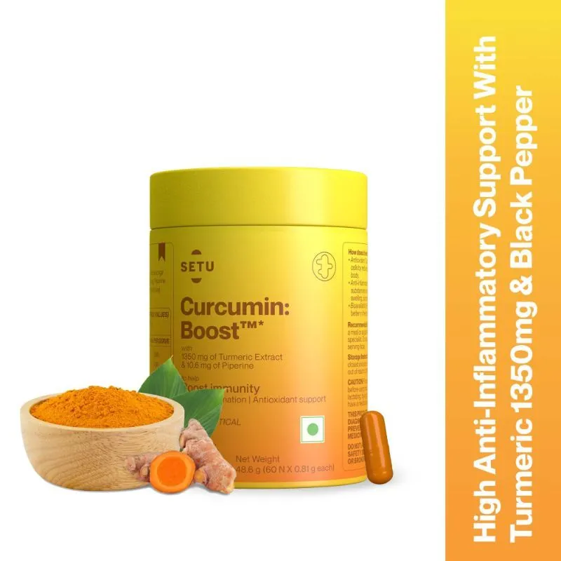 Setu Curcumin Boost Capsules - 1350mg Turmeric Extract & 10.6mg Piperine