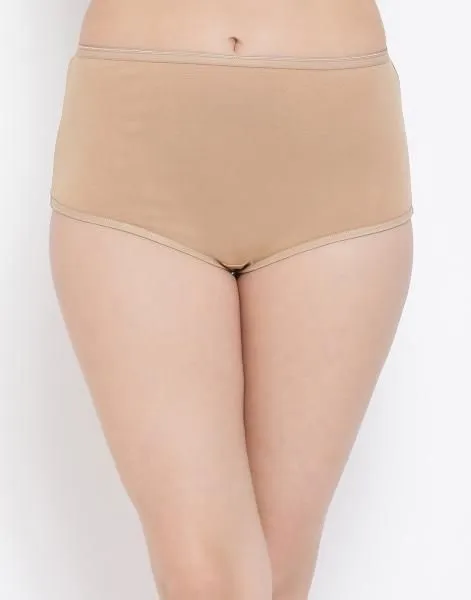 Clovia Cotton High-Waist Maternity Hipster Panty - Nude