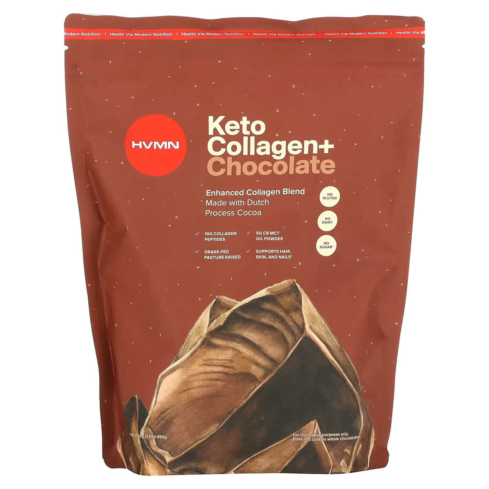 Keto Collagen+, Chocolate, 17.2 oz (490 g)