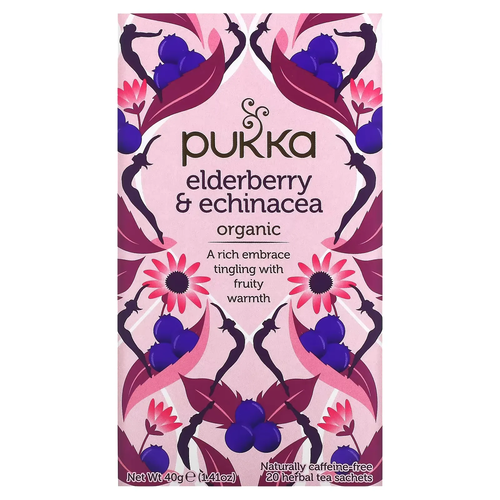 Organic Herbal Tea, Elderberry & Echinacea, 20 Sachets, 0.07 oz (2 g) Each