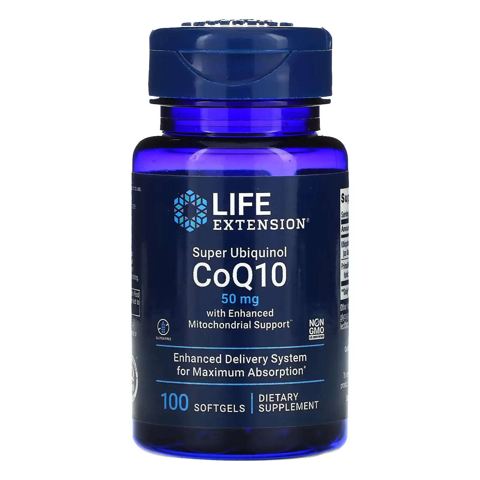 Super Ubiquinol CoQ10 with Enhanced Mitochondrial Support, 50 mg, 100 Softgels