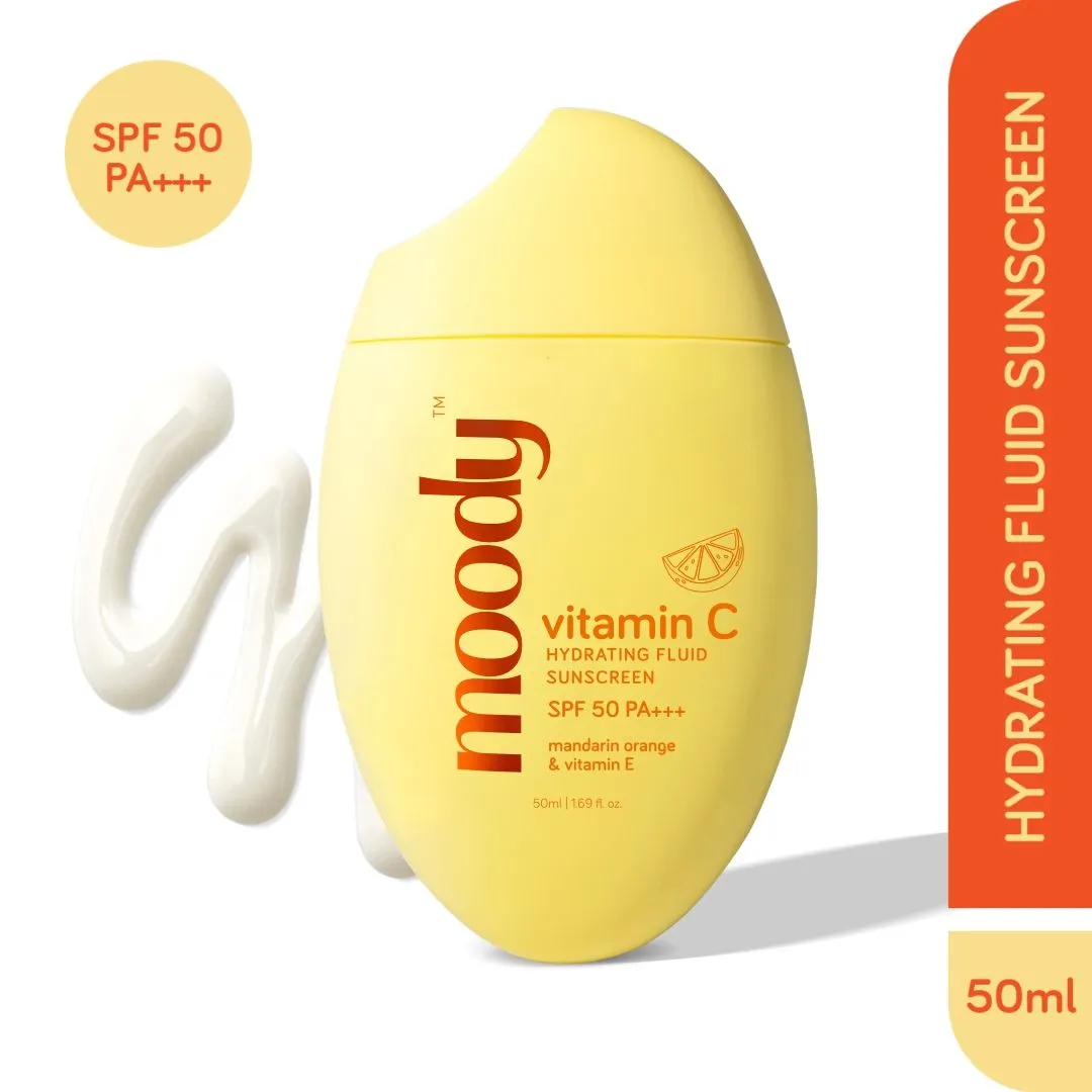 Moody Vitamin C Hydrating Fluid Sunscreen SPF 50 PA +++ With Mandarin Orange & Vitamin E