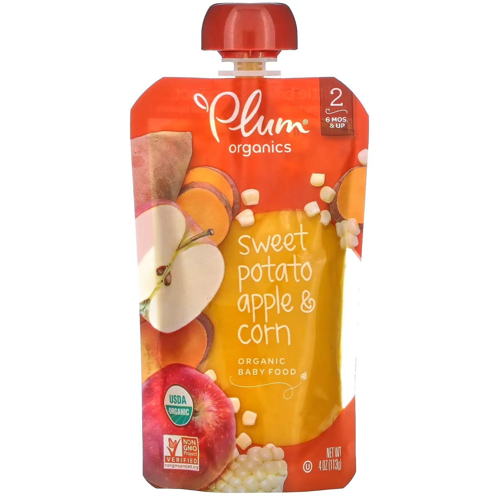 Organic Baby Food, 6 Mos & Up, Sweet Potato, Apple & Corn, 4 oz (113 g)