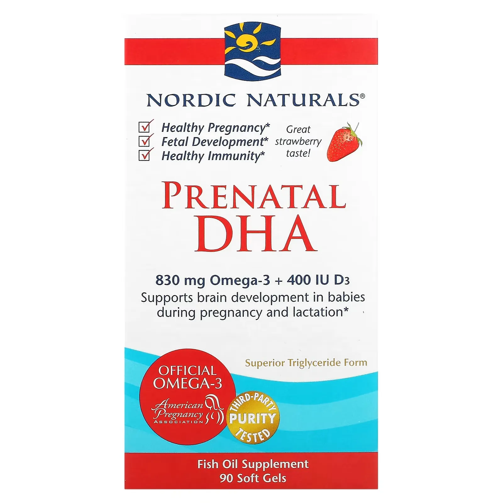 Prenatal DHA, Strawberry, 90 Soft Gels