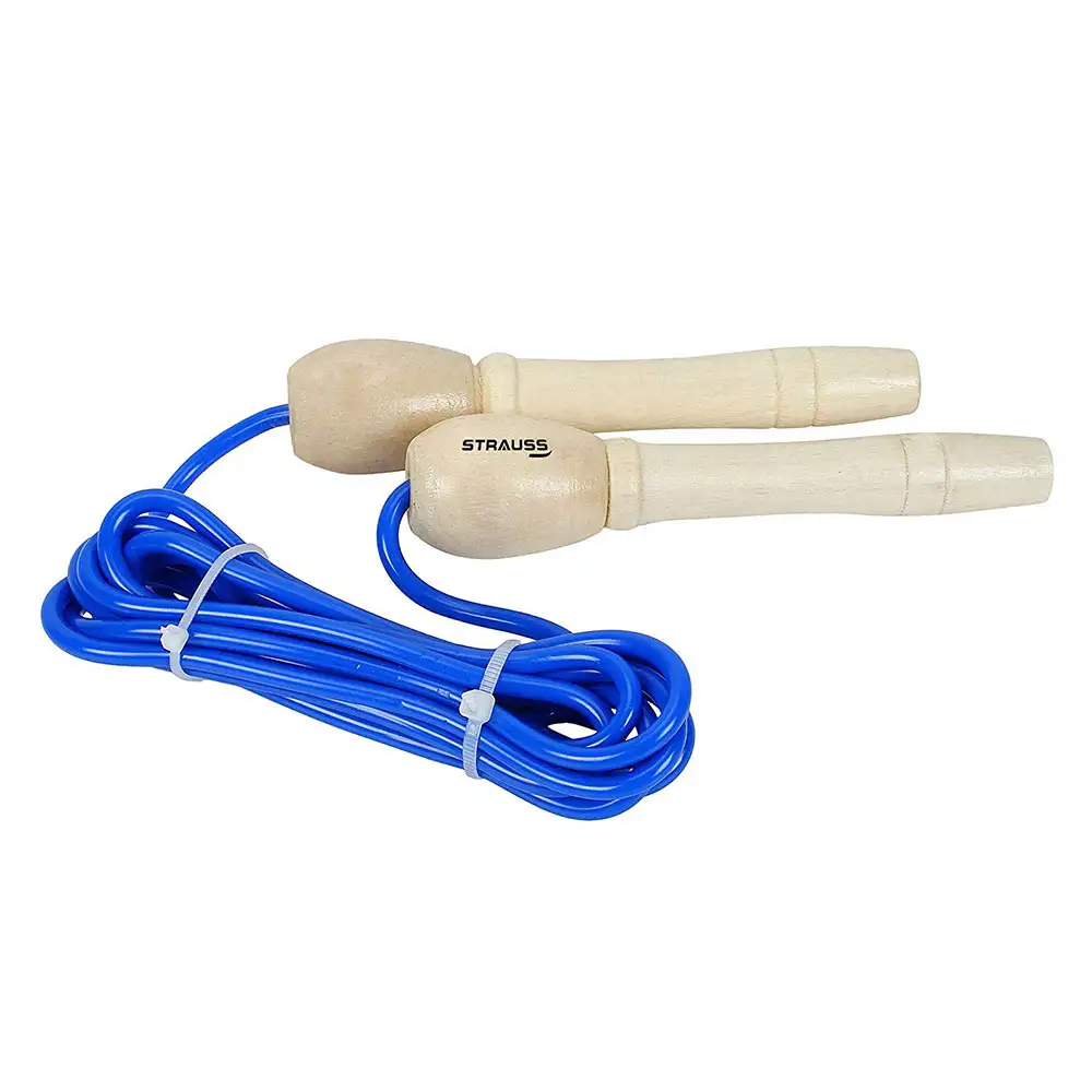 Strauss Wooden Skipping Rope,  Blue  Free Size