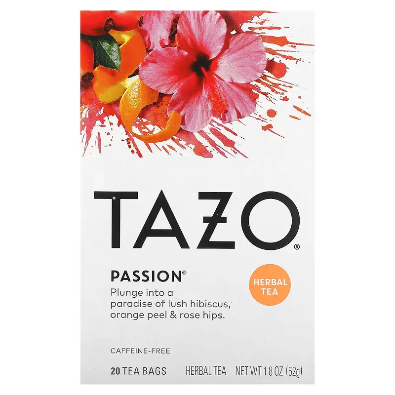 Herbal Tea, Passion, Caffeine-Free, 20 Tea Bags, 1.8 oz (52 g)