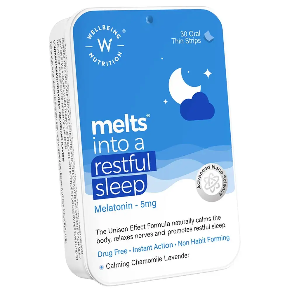 Wellbeing Nutrition Melts Restful Sleep Melatonin 5mg,  30 Piece(s)/Pack  Unflavoured