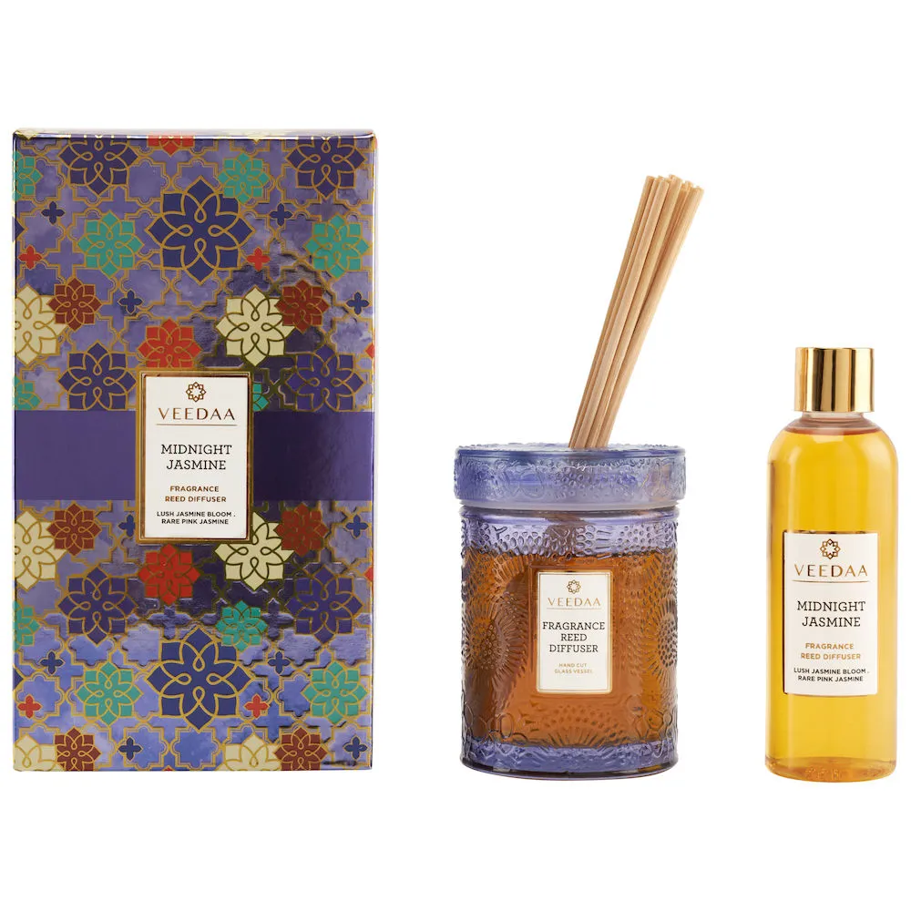 Veedaa Candles Midnight Jasmine Reed Diffuser Set