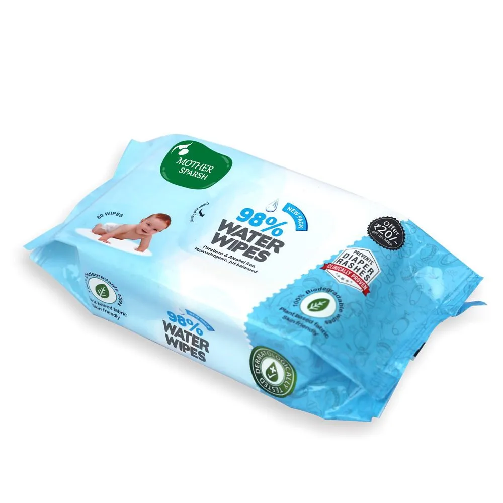 Mother Sparsh 98 % Water Based Wipes Mild -Scented - 80 Pieces