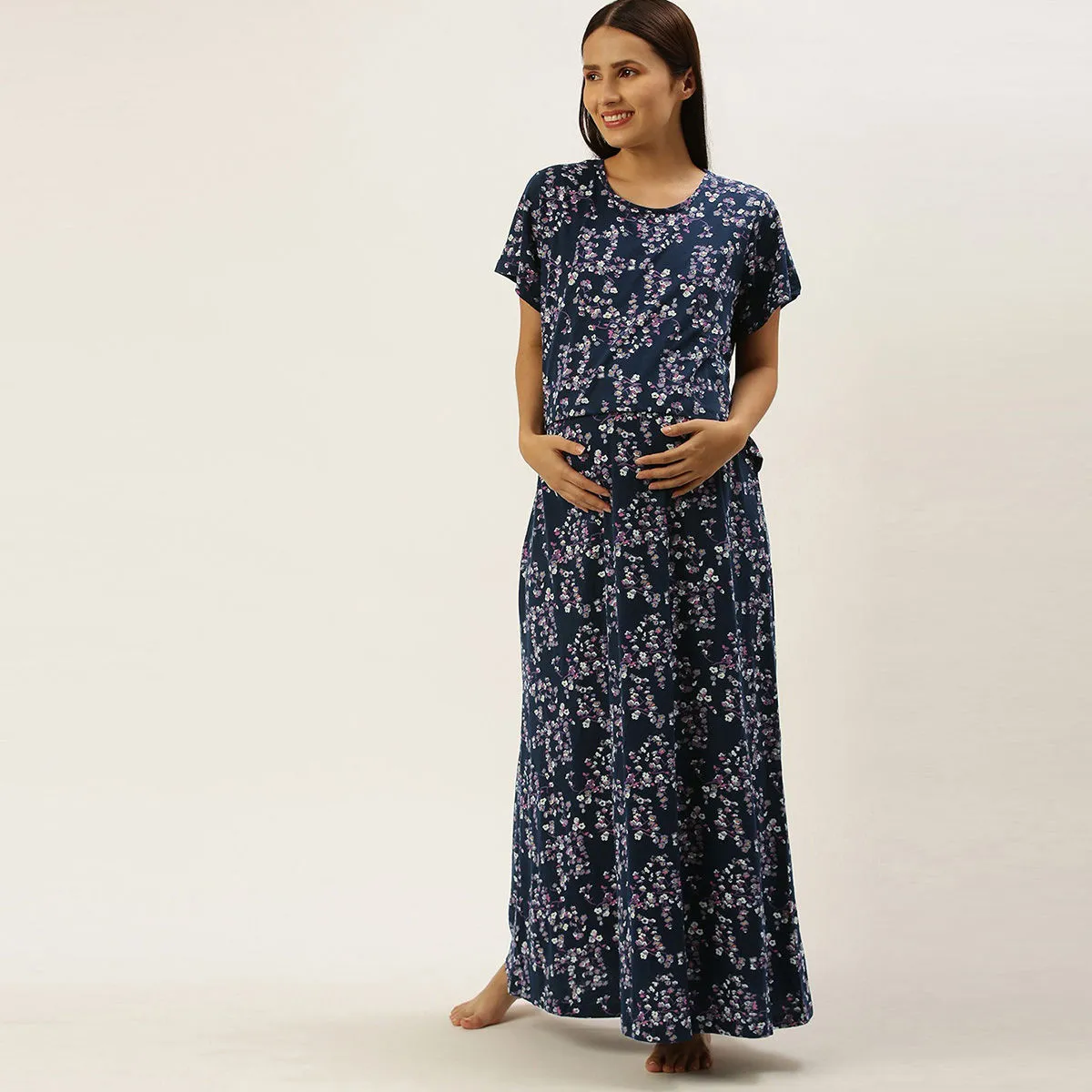 Nejo Feeding/Nursing Maternity Night Dress - Blue