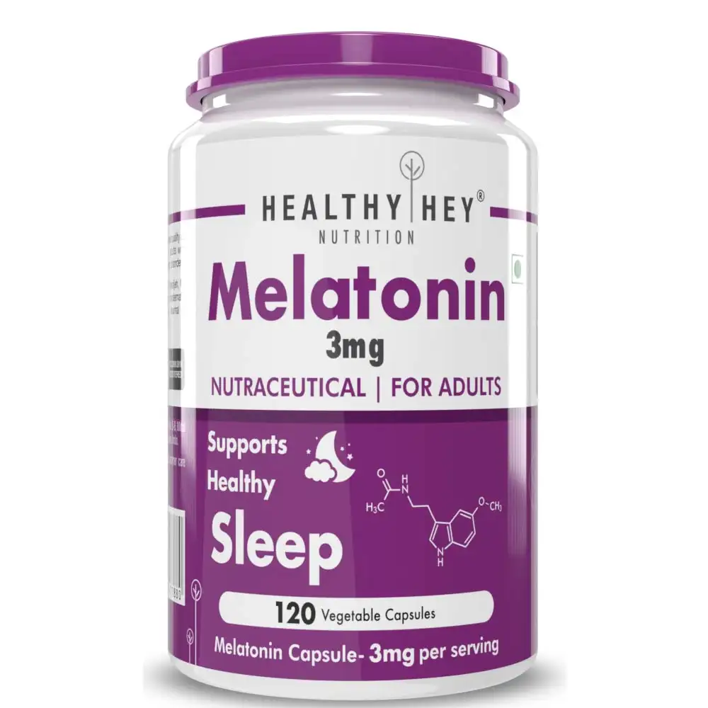 HealthyHey Nutrition Melatonin 3mg,  120 capsules  Unflavoured