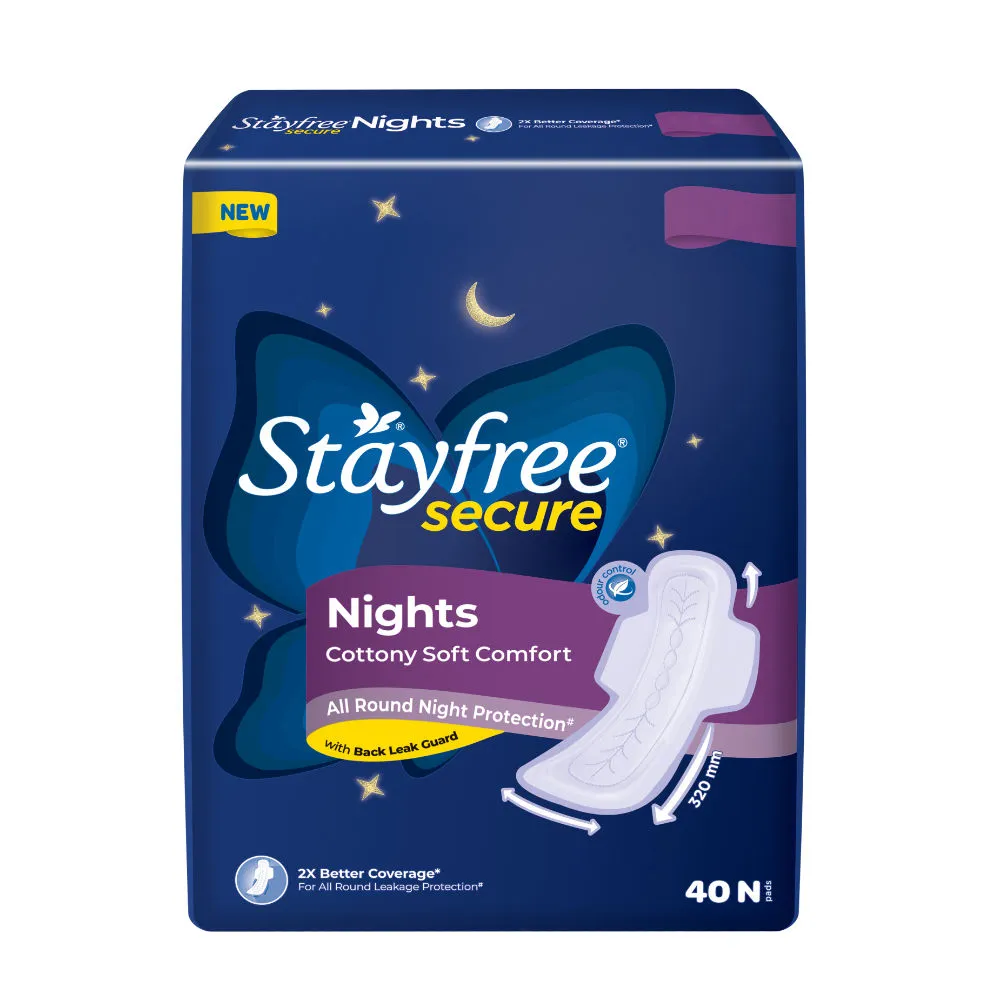 Stayfree Secure Nights Cottony Soft Comfort Pads - 40 Pcs