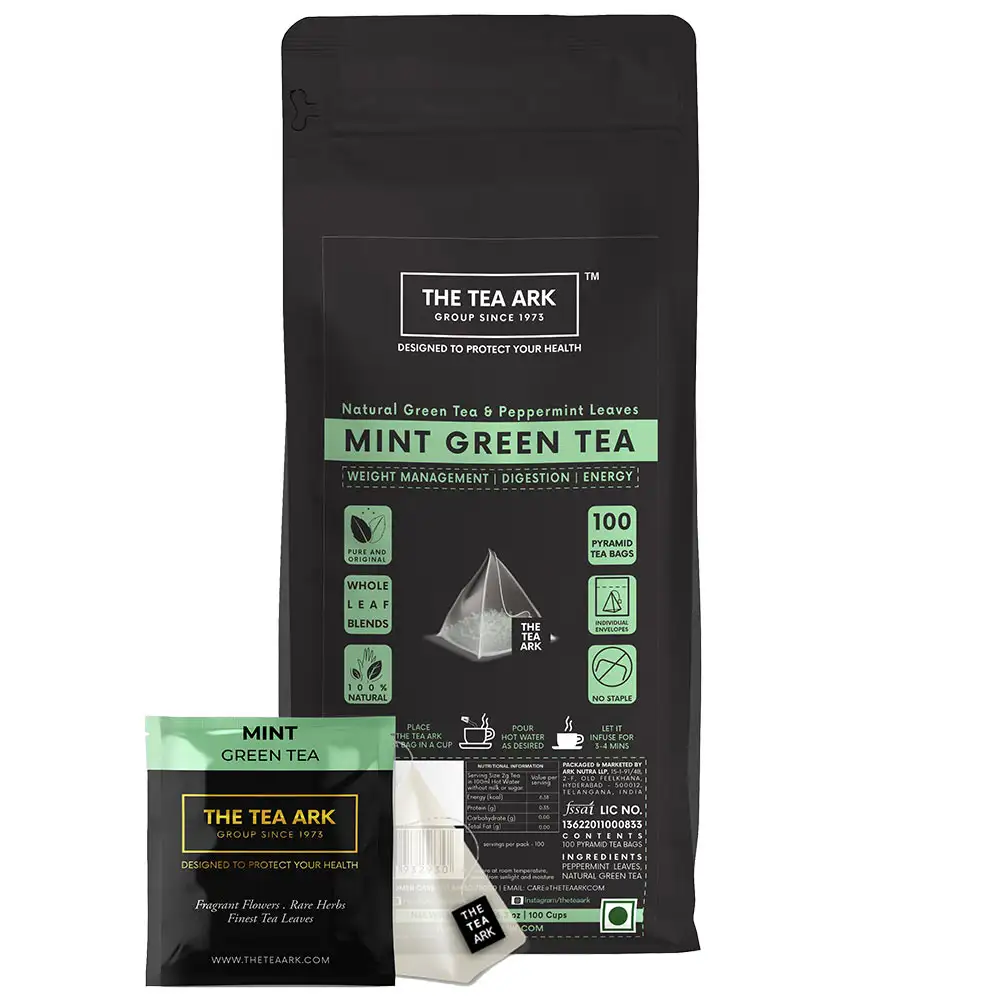 The Tea Ark Organic Mint Green Tea,  100 Tea Bag(s)  100% Natural