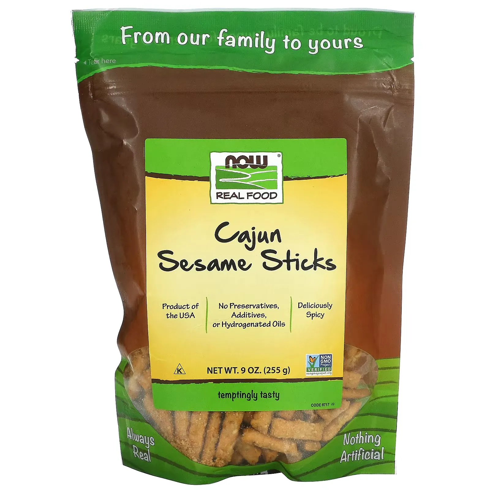 Real Food, Cajun Sesame Sticks, 9 oz (255 g)