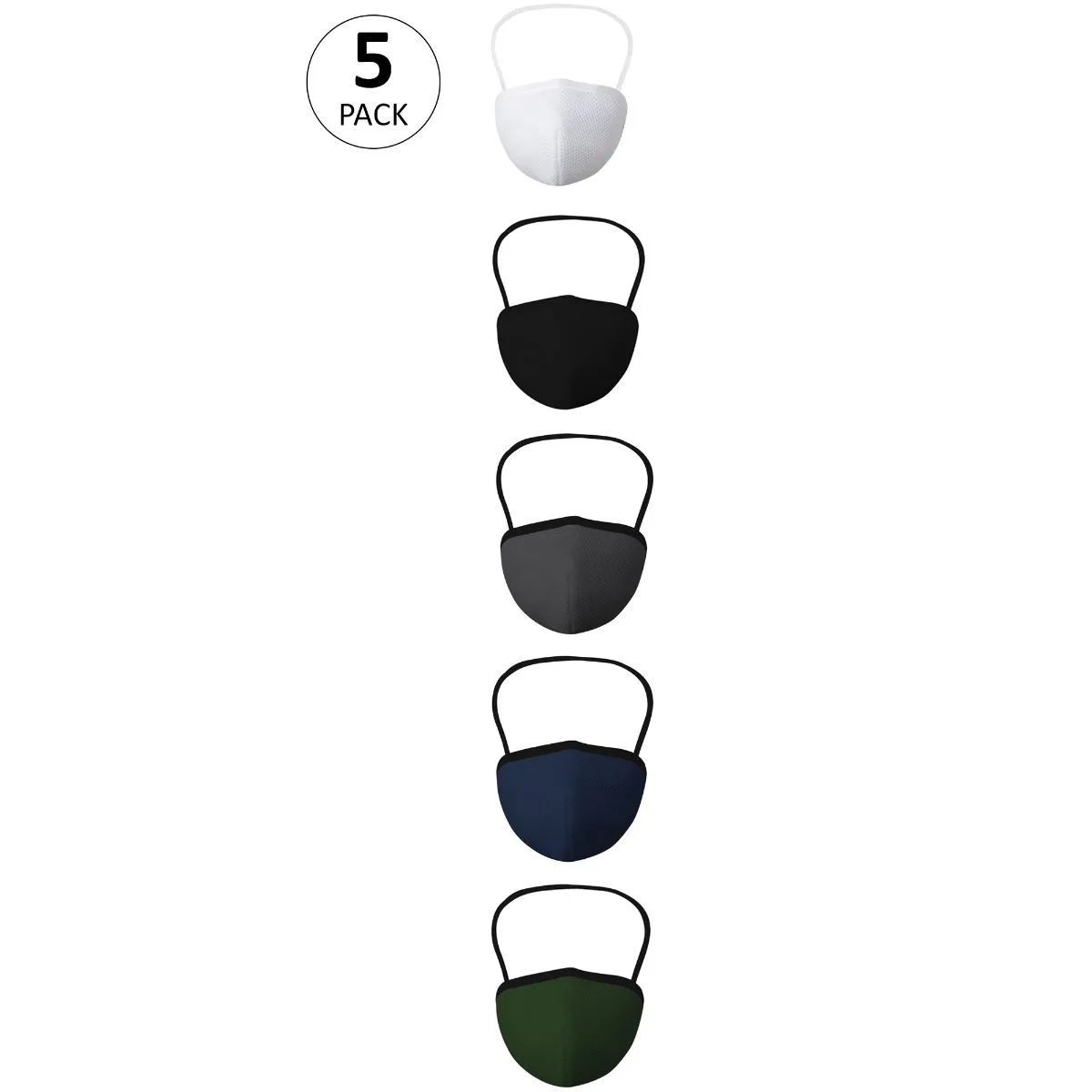 S.O.I.E Triple Layer SN95 Reusable, Washable,Antimicrobial Mask Pack Of 5 - Multi-Color