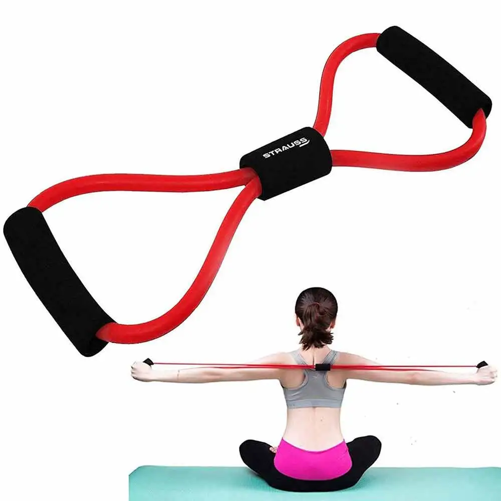 Strauss Yoga Soft Chest Expander,  Red and Black  Free Size