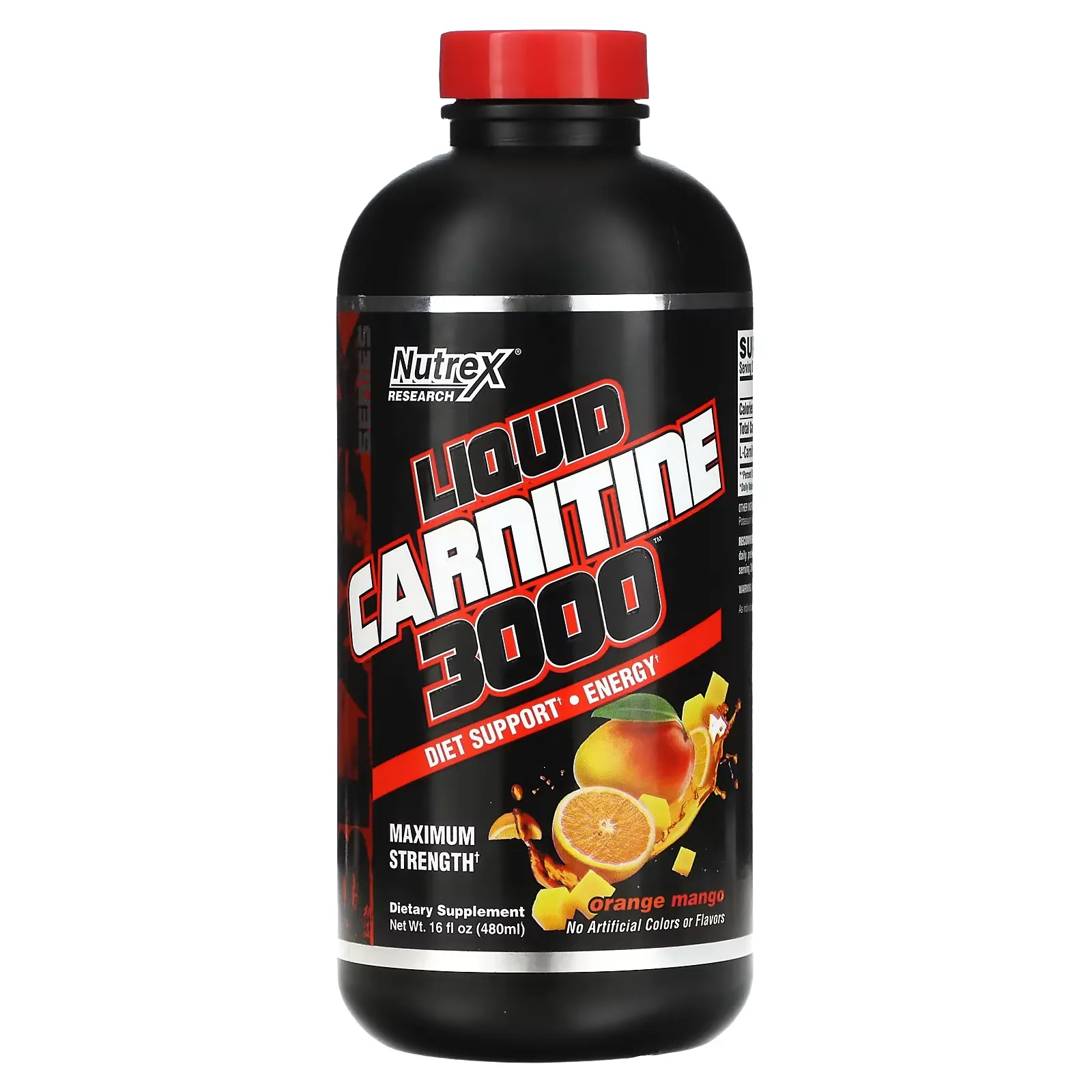 Liquid Carnitine 3000, Maximum Strength, Orange Mango, 16 fl oz (480 ml)