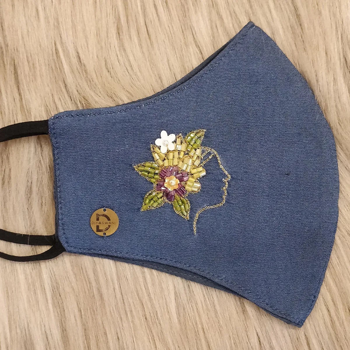 Diya Aswani Denim Flower Women Mask