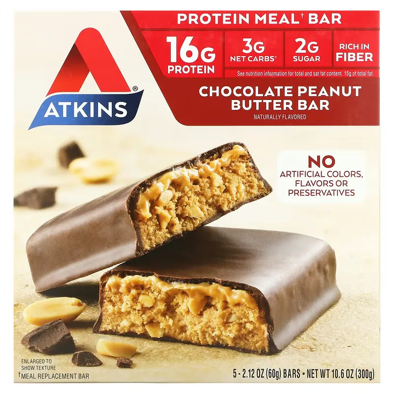 Meal Bar, Chocolate Peanut Butter Bar, 5 Bars, 2.12 oz (60 g) Each