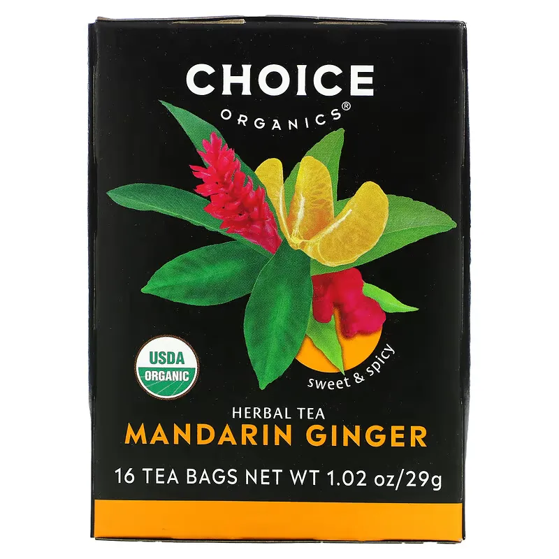 Herbal Tea, Mandarin Ginger, Caffeine Free, 16 Tea Bags, 1.02 oz (29 g)