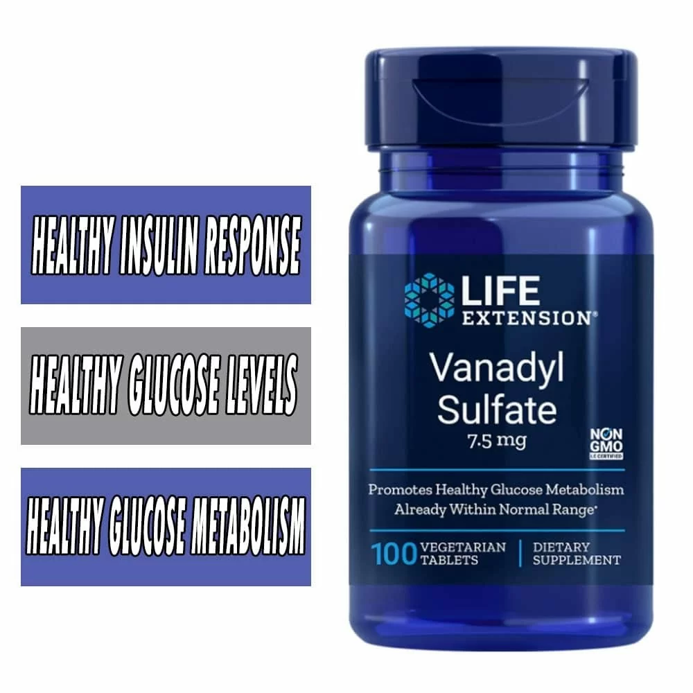 Life Extension Vanadyl Sulfate - 7.5 mg - 100 VTabs - Glucose Metabolism