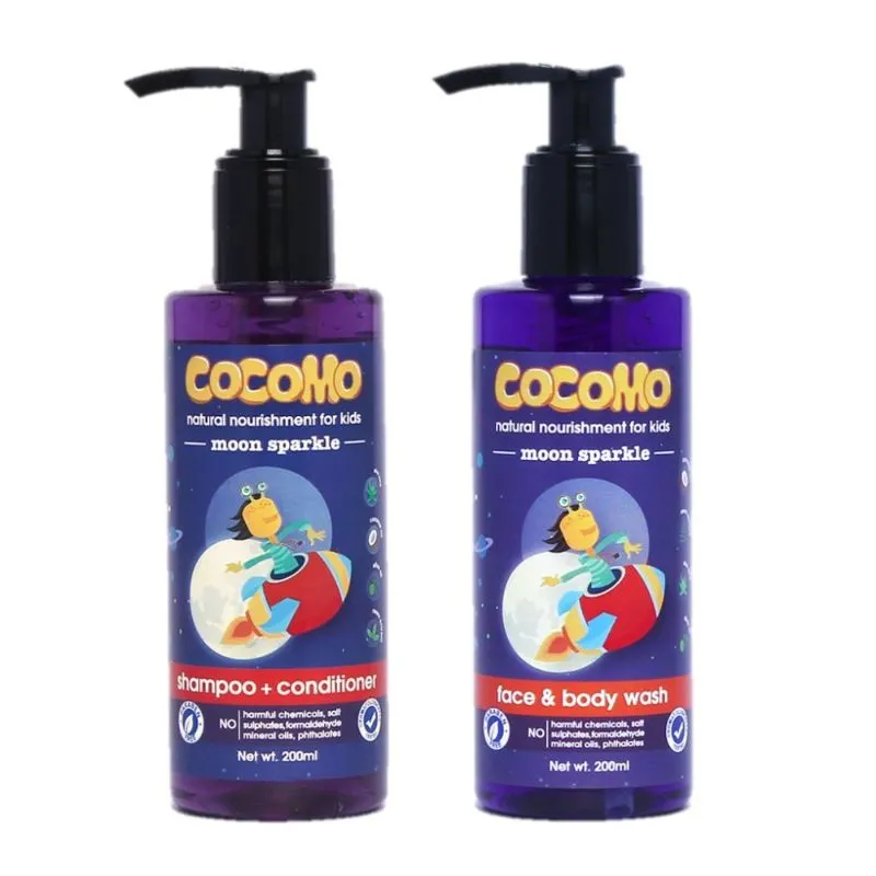 Cocomo Natural Top To Toe Wash For Kids - Moon Sparkle Shampoo + Body Wash