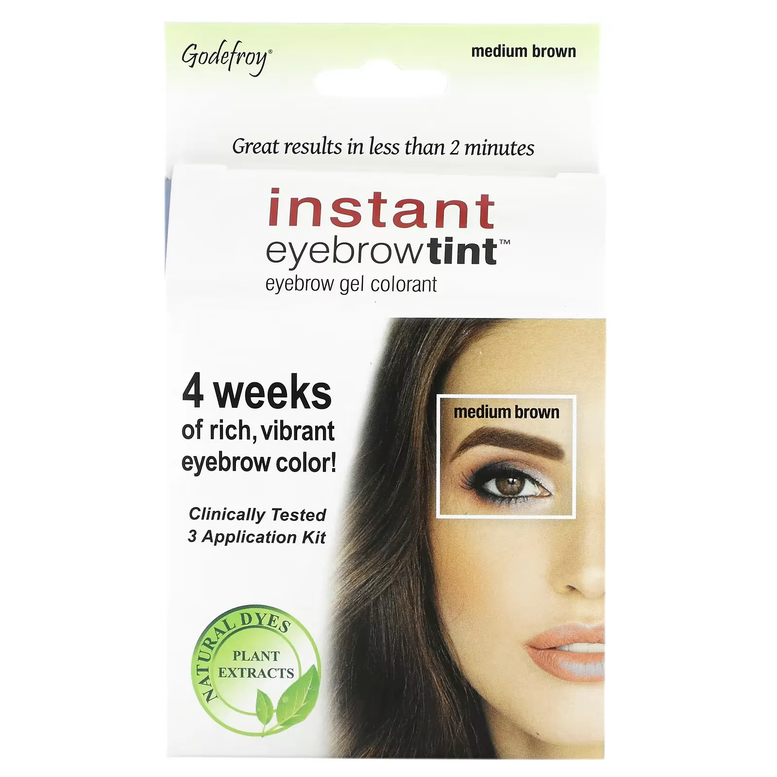 Instant Eyebrow Tint, Medium Brown, 3 Application Kit