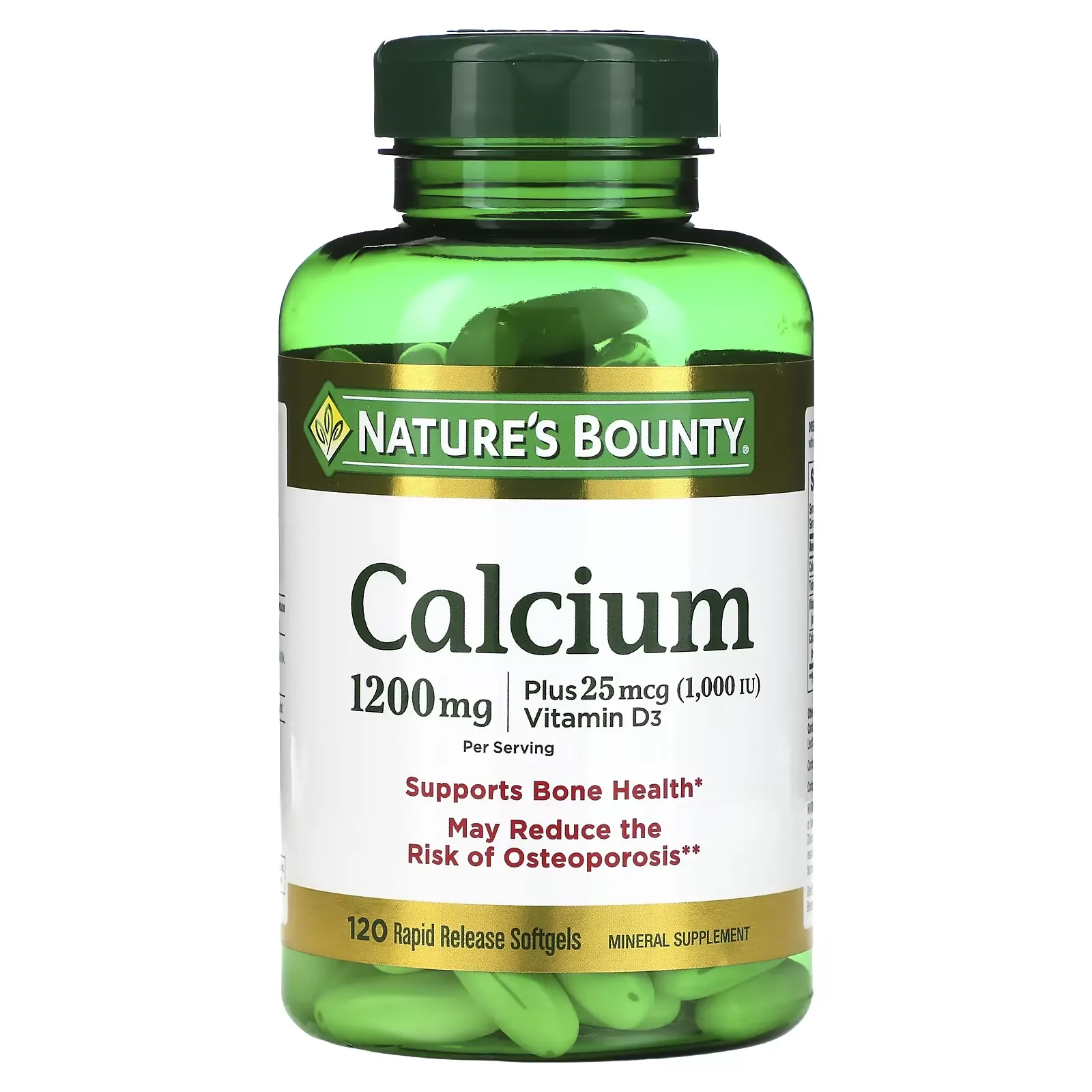 Calcium Plus Vitamin D3, 600 mg, 120 Rapid Release Softgels