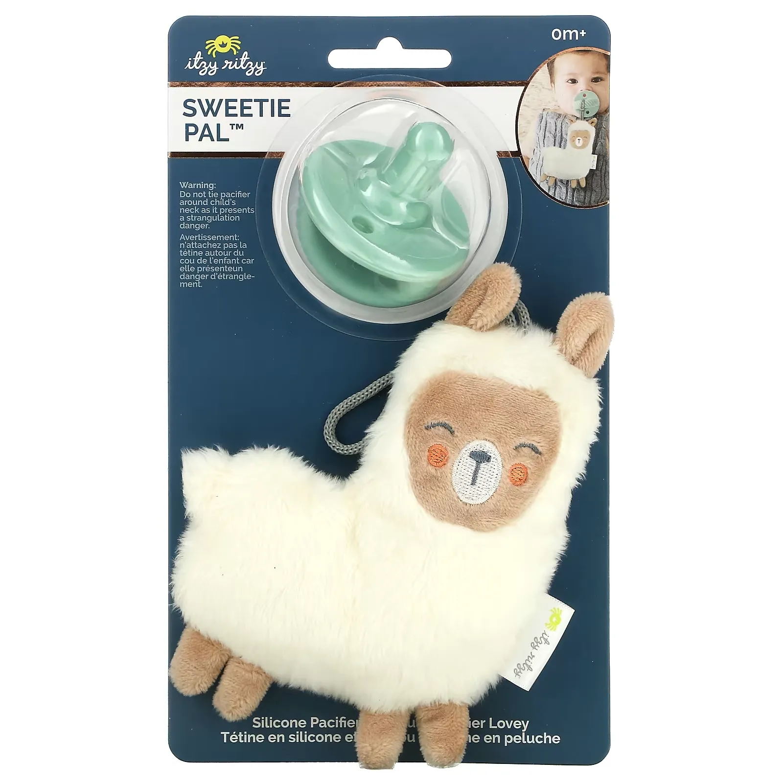 Sweetie Pal, Silicone Pacifier and Plush Pacifier Lovey, 0+ Months, Llama, 2 Piece Set