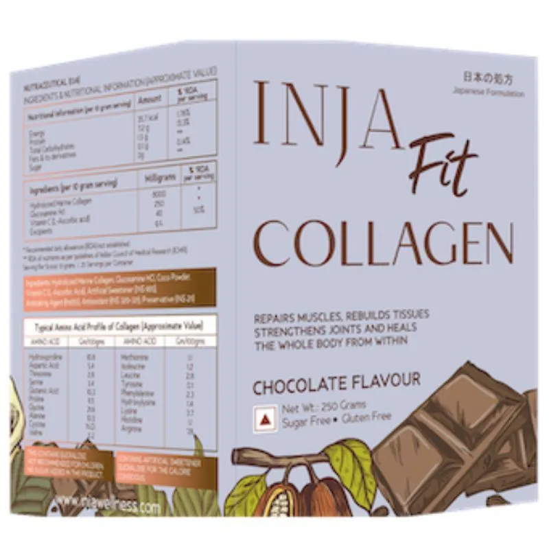 Inja Fit Marine Collagen For Skin, Joints And Muscles, With Vit C & Glucosamine - Chocolate Flavour