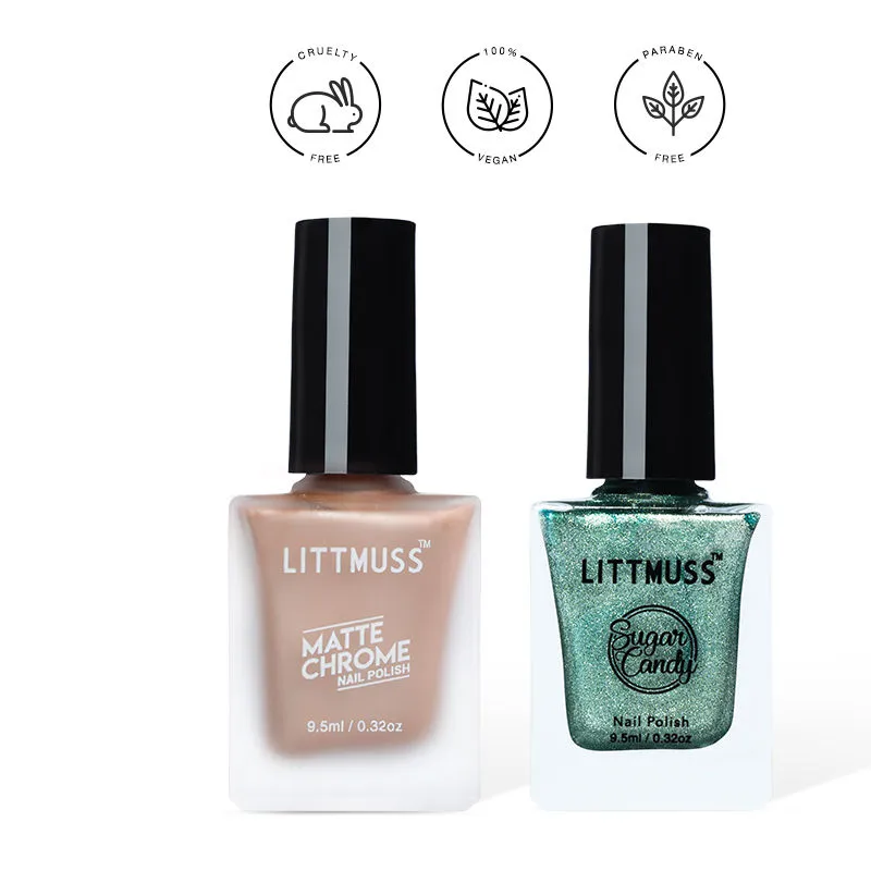 Littmuss Be Colorful - Matte Chrome & Sugar Candy Nail Polish Combo