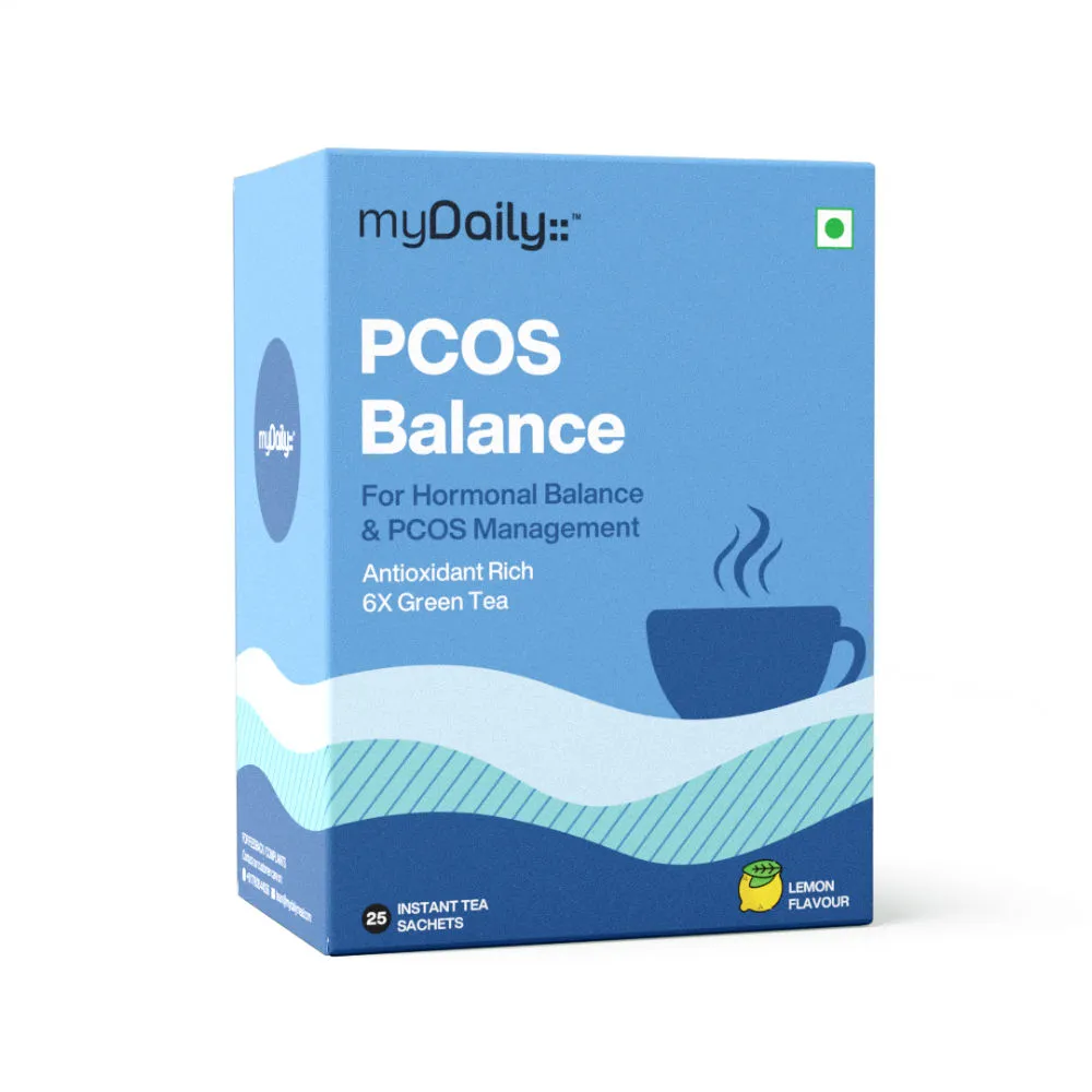 myDaily PCOS PCOD 6x Green Tea for Hormonal Balance, Regular Cycles & Weight Loss - Lemon