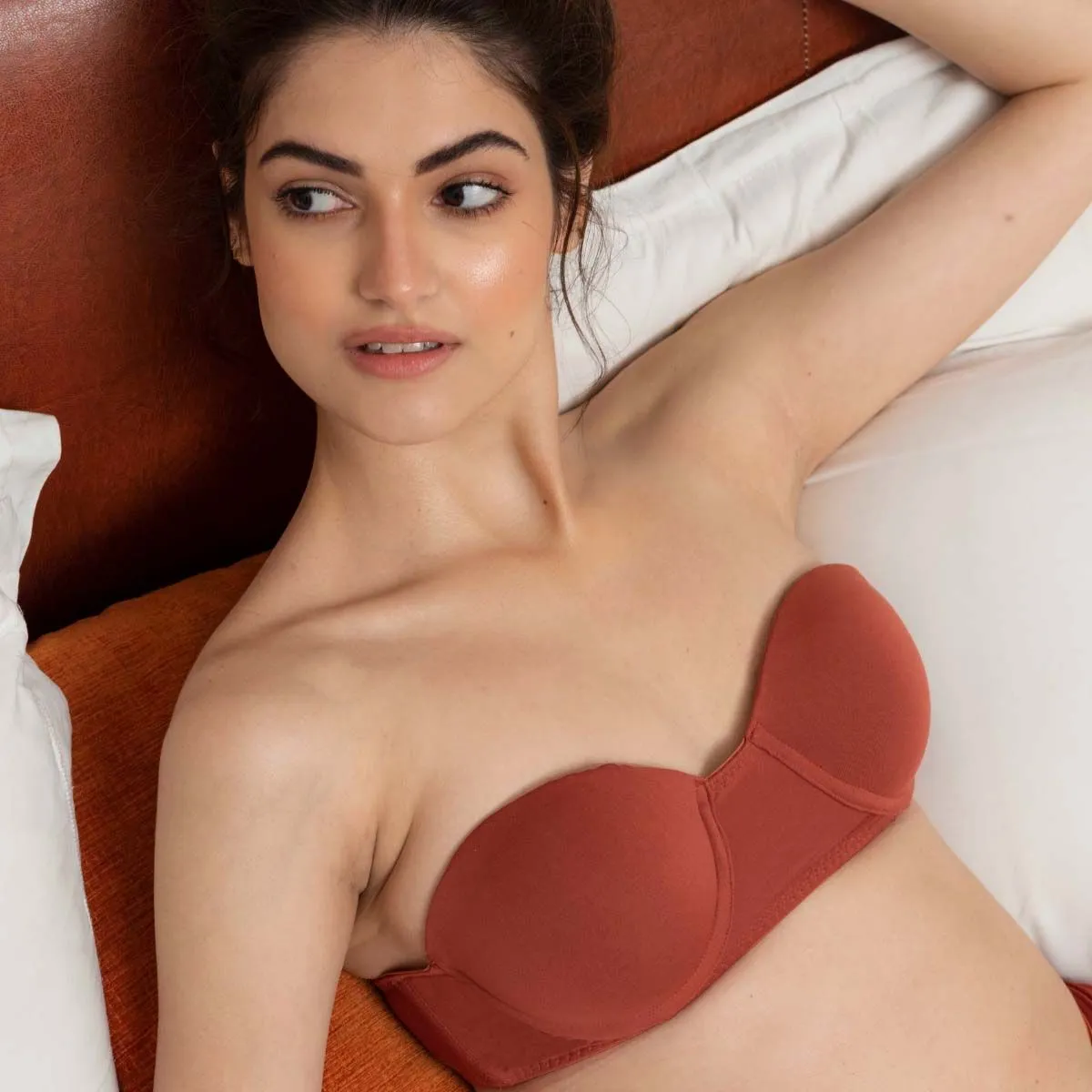 Curwish Enchantress-rust Strapless Push Up Bra 3 In 1