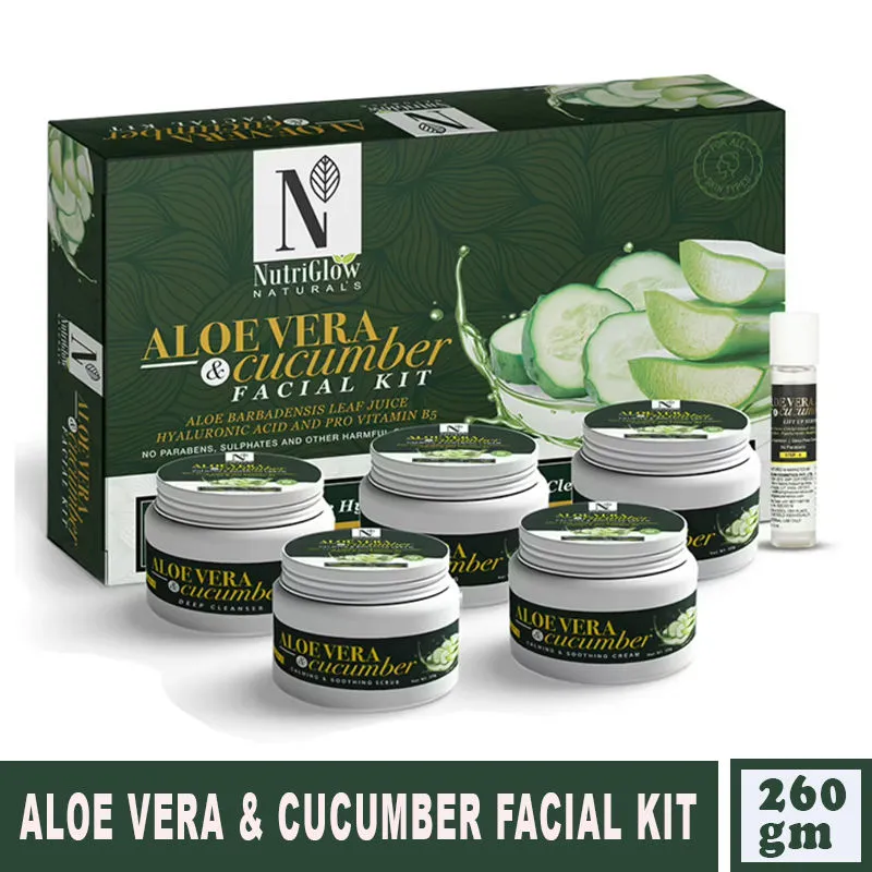 NutriGlow NATURAL'S Aloe Vera & Cucumber Facial Kit With Hyaluronic Acid and Pro Vitamin B5