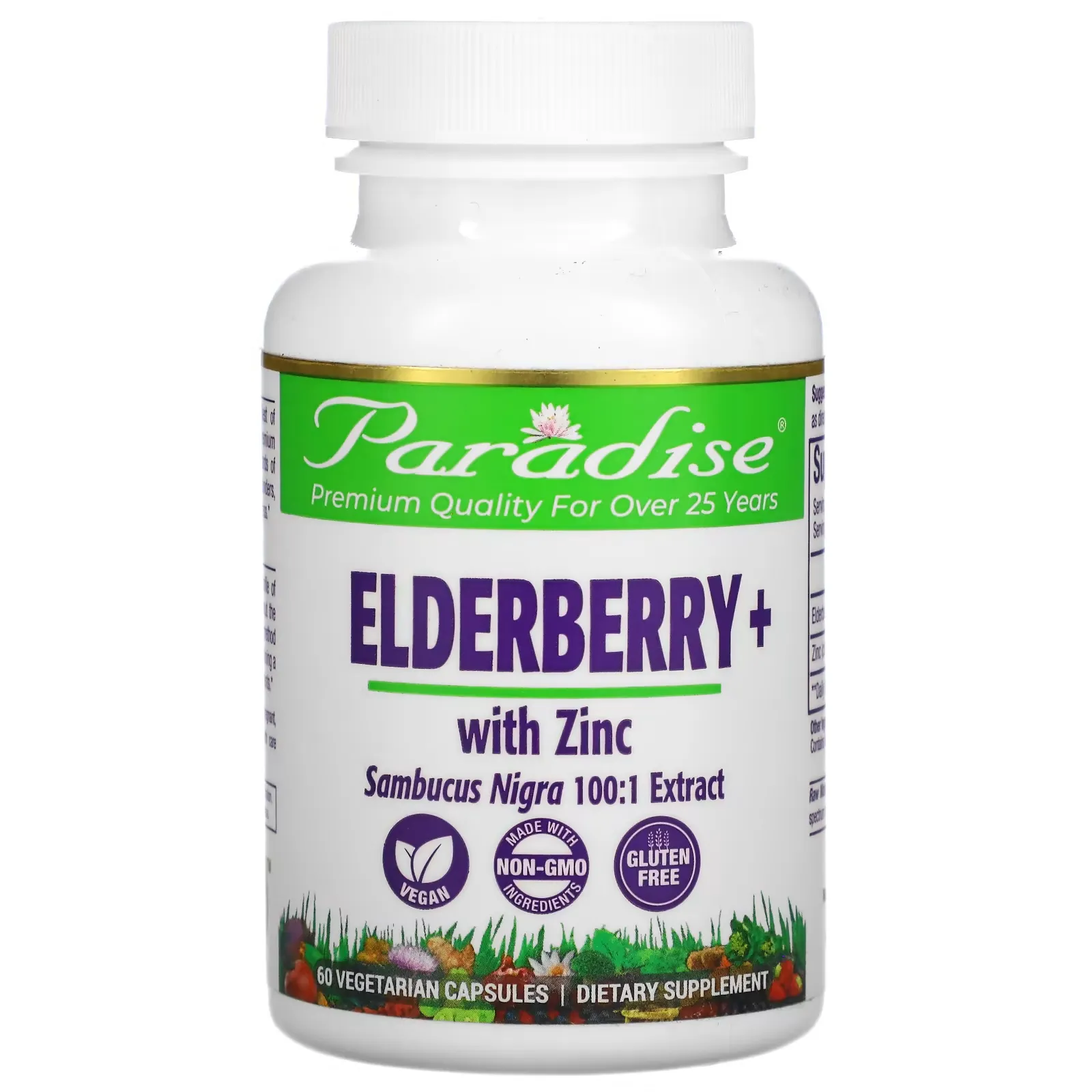 Earth's Blend, Elderberry+ with Zinc, 60 Vegetarian Capsules