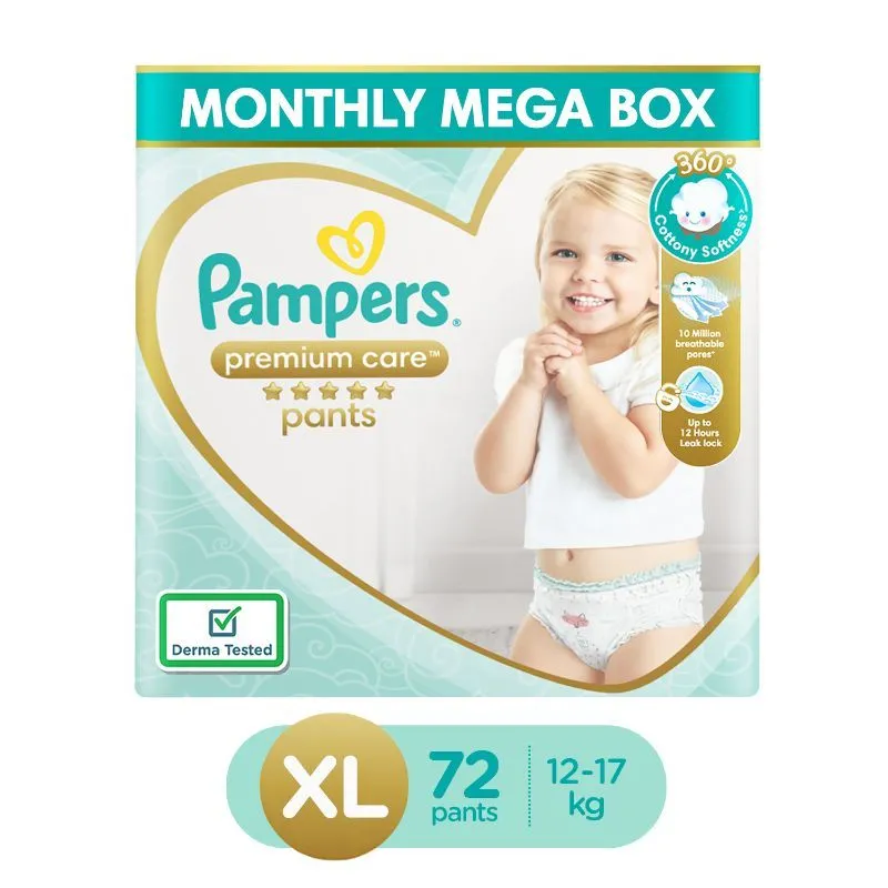 Pampers Premium Care Pants Diapers Monthly Box Pack XL - 72 Pack