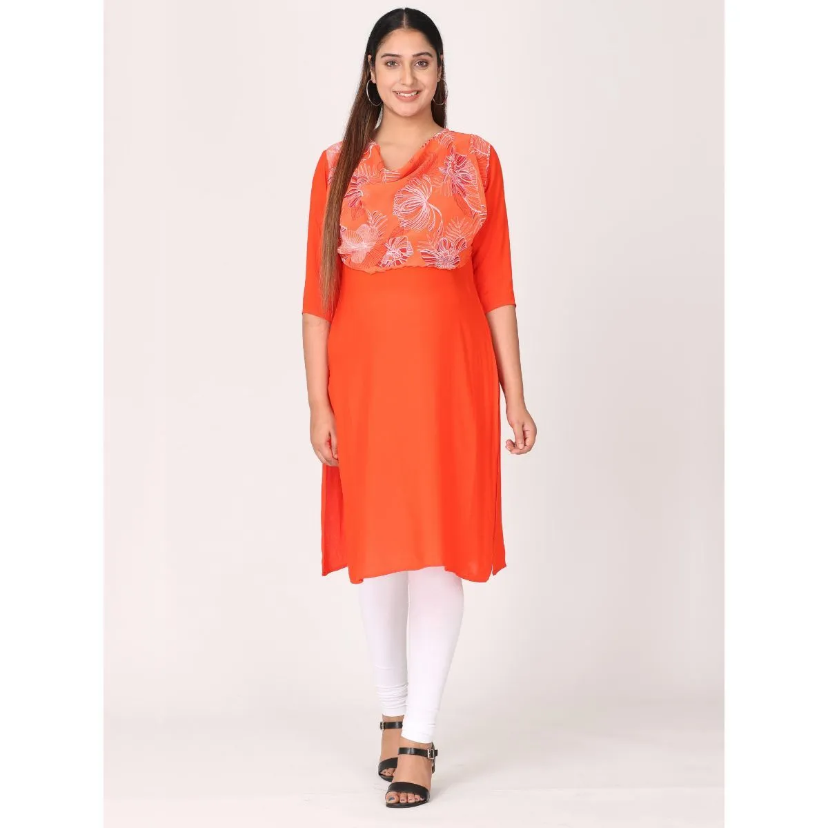 Morph Maternity Feeding Kurta With Horizontal Nursing - Orange