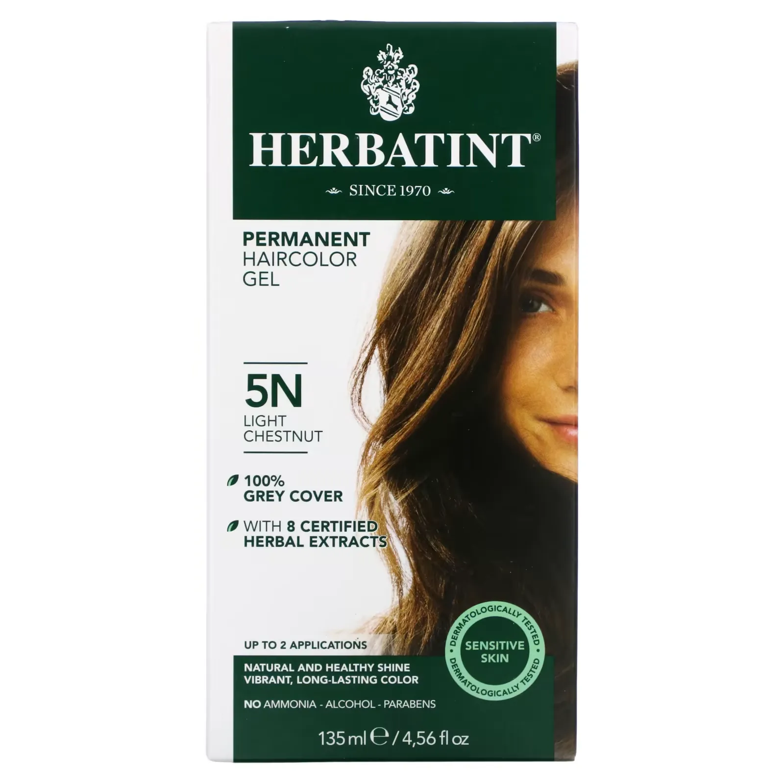 Permanent Haircolor Gel, 5N, Light Chestnut, 4.56 fl oz (135 ml)