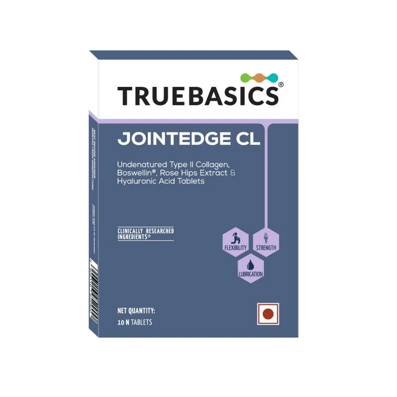 TrueBasics Jointedge Cl - Collagen Type 2, Boswellin, Rosehip Extract & Hyaluronic Acid Tablets