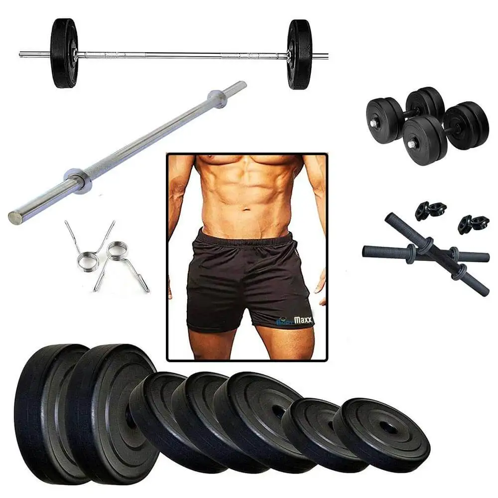 Body Maxx Exercise Set Dumbells 3 Feet Straight Bar Gym Tighty 20 Kg