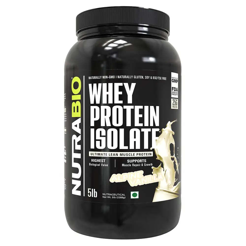 NutraBio Whey Protein Isolate,  5 lb  Alpine Vanilla