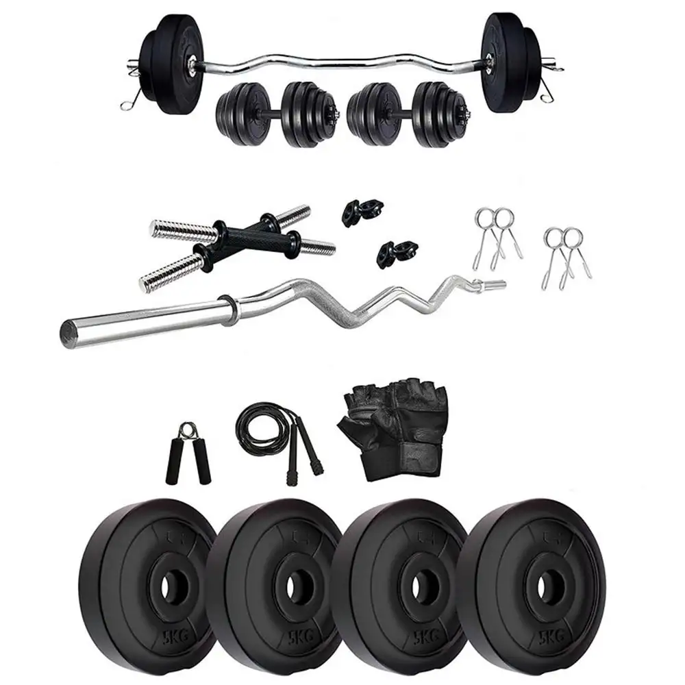 HUSTLE FITNESS PVC 20 Kg Home Gym Equipment Kit