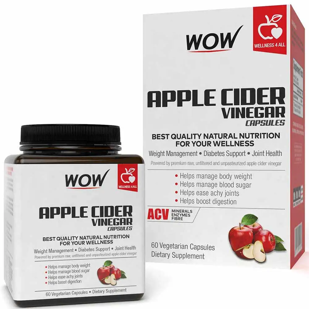 Wow Life Science Apple Cider Vinegar,  60 veggie capsule(s)  Unflavoured