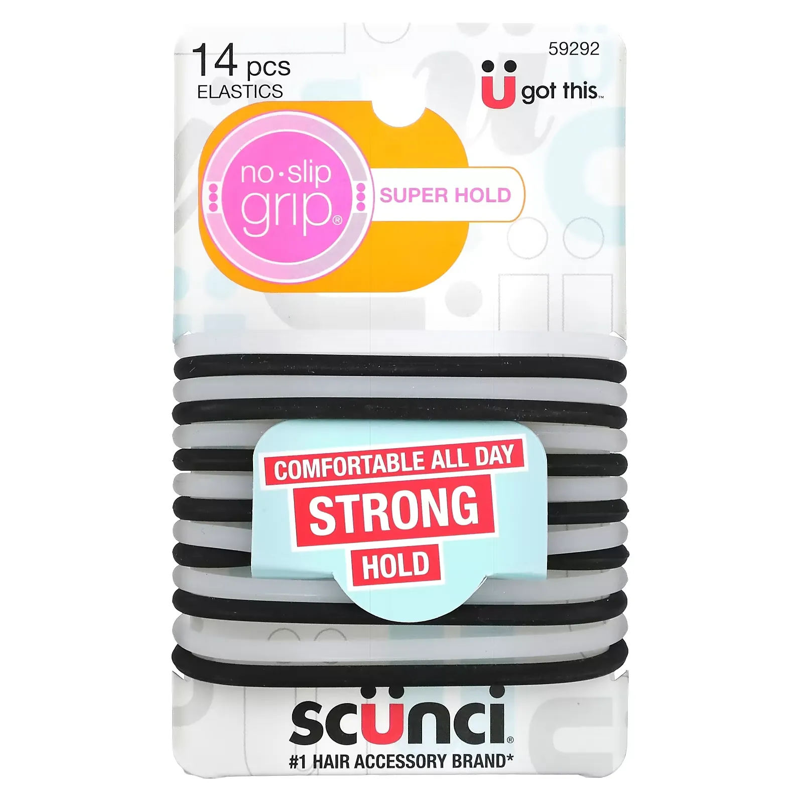 No Slip Grip Elastics, Comfortable All Day, Strong Hold, Bright, 14 Pieces