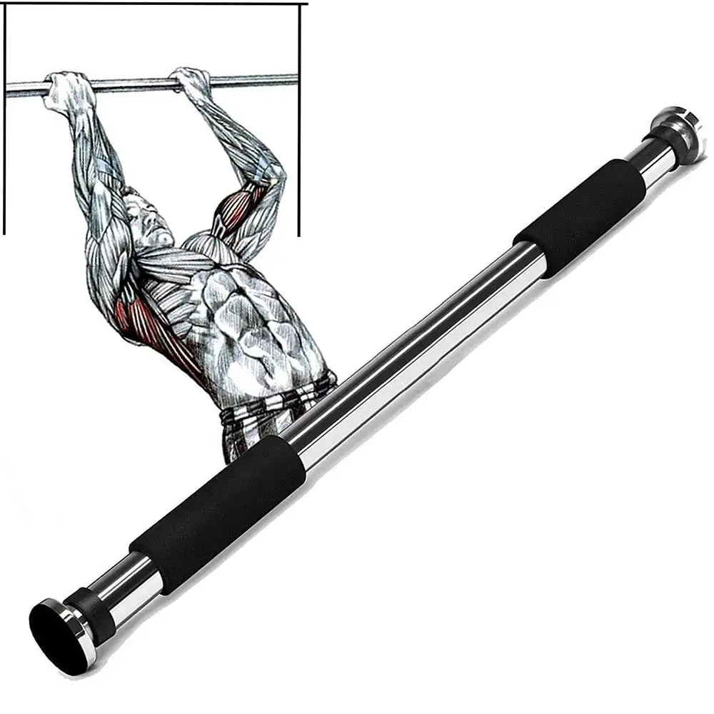 Strauss Pull Up Door Gym Bar,  Free Size  Silver and Black