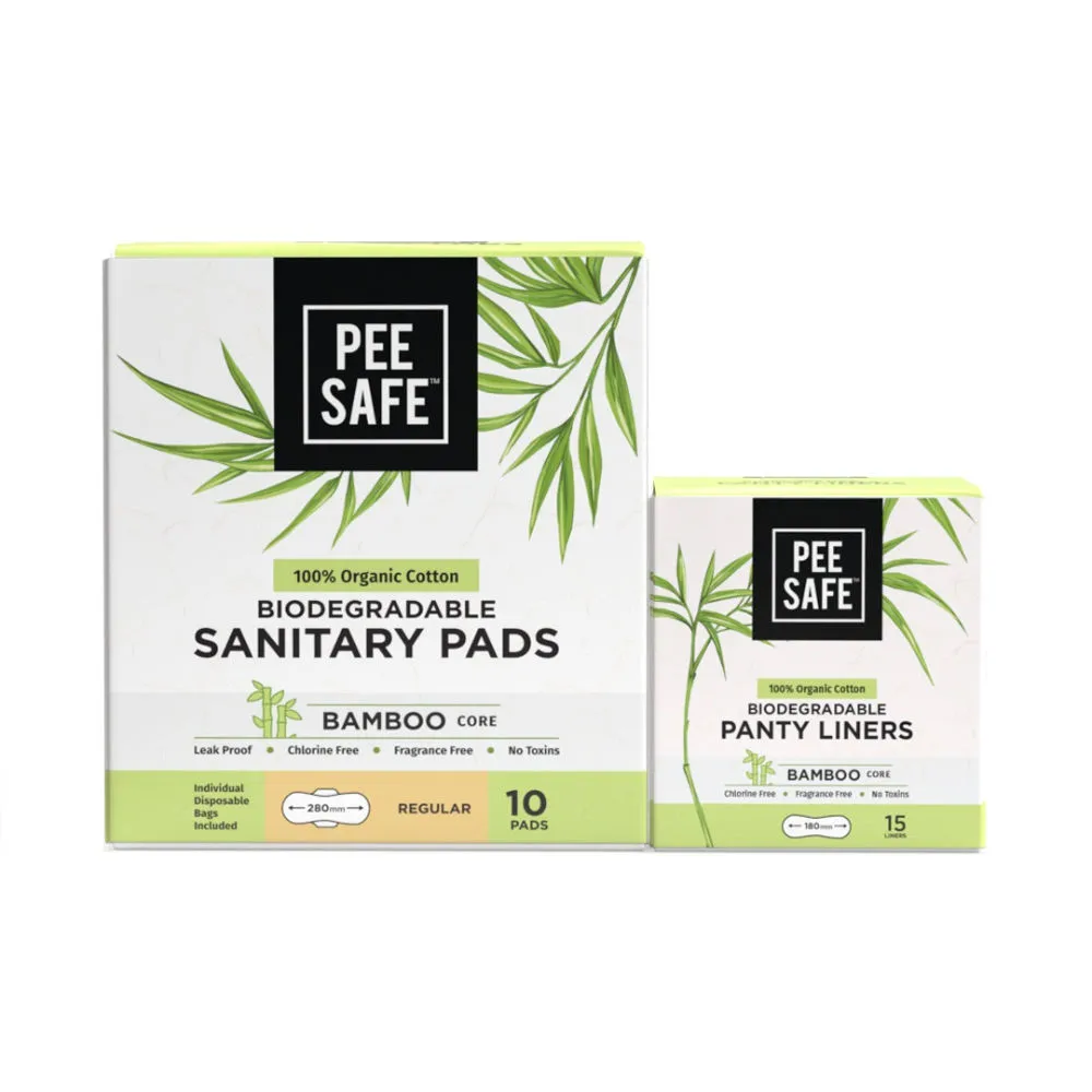 Pee Safe 100% Organic Cotton Sanitary Pads Regular & 100% Organic Cotton Panty Liners